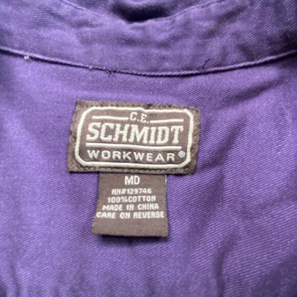 C.E. Schmidt Workwear Shirt Mens M Purple Cotton Button-Down Long Sleeves Pocket - Picture 2 of 9